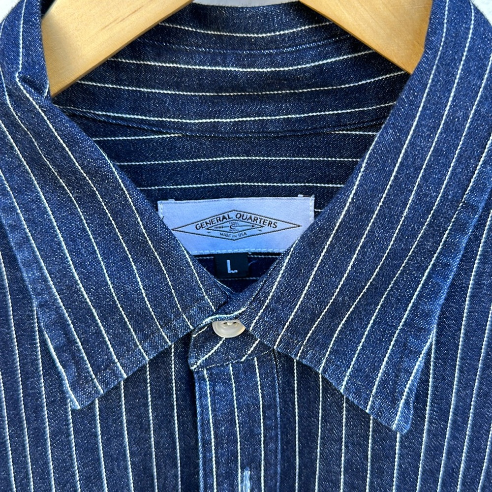 General Quarters Indigo Pinstripe button down